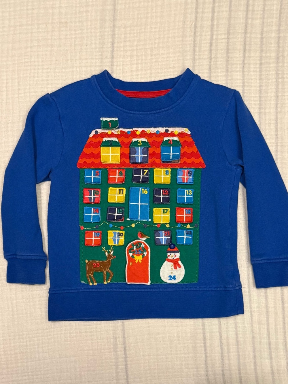 Mini Boden Christmas Advent Calendar Lift Flap Appliqué Sweatshirt Size 3-4Y